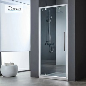 DEVON Flow Pivot Πόρτα Ντουζιέρας με 1 ανοιγόμενο φύλλο CHROME 94-97 Υ195εκ &amp; 2 προφίλ προέκτασης 3cm
