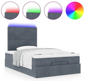 vidaXL Οθωμανικό κρεβάτι με στρώματα & LEDs Σκούρο γκρι Velvet