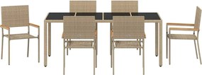 vidaXL Σέτ φαγητού για κήπο 7 pcs Μπεζ συνθετικό ρατάν