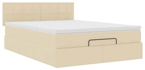 vidaXL Οθωμανικό κρεβάτι με στρώμα Cream 140x190cm ύφασμα