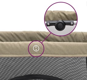 vidaXL Παρκοκρέβατο Βρεφικό Taupe από Λινό Ύφασμα με Στρώμα