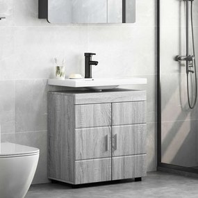 vidaXL Ντουλάπα νιπτήρα μπάνιου με πόρτα Γκρι sonoma 60 x 34 x 63 εκ