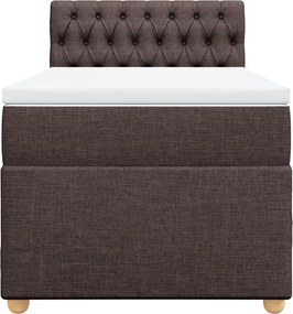 vidaXL Κρεβάτι Boxspring με Στρώμα Σκούρο Καφέ 90x190 εκ. Υφασμάτινο
