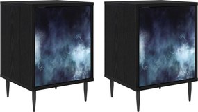 vidaXL Κομοδίνο RAALTE 2 τμχ. Μαύρη Δρυς 36 x 33 x 51 εκ.