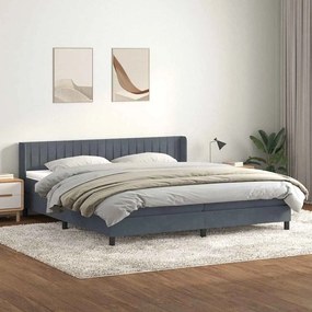 Κρεβάτι Boxspring με Στρώμα Σκούρο Γκρι 200x210 εκ. Βελούδινο - Γκρι