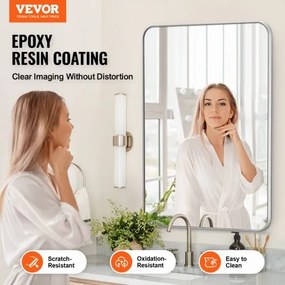 VEVOR Square Wall Mounted Mirror 22&quot; x 30&quot; Mirror with Aluminium Alloy Frame