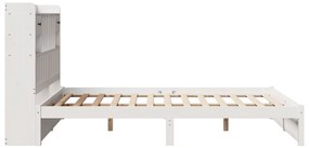 Κρεβάτι Βιβλιοθήκη Χωρίς Στρώμα 140x190 εκ Μασίφ Ξύλο Πεύκου - Λευκό