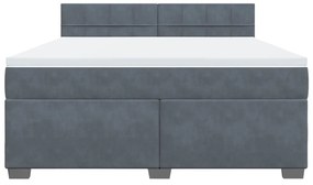 vidaXL Κρεβάτι Boxspring με Στρώμα Σκούρο Γκρι 180x200 εκ. Βελούδινο