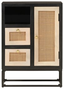 vidaXL Ντουλάπι Μαύρο 55x30x76 εκ. από Μασίφ Ξύλο Μάνγκο και Σίδηρο