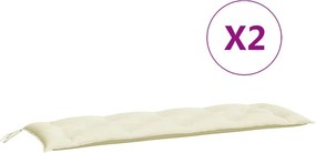 vidaXL Μαξιλάρια Πάγκου Κήπου 2 τεμ. Κρεμ Λευκό Ύφασμα Oxford