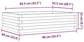 Ζαρντινιέρα Λευκή 90x60x23 εκ. από Μασίφ Ξύλο Πεύκου - Λευκό