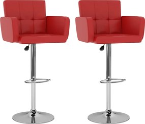 vidaXL Σκαμπό Μπαρ 2 τεμ. Κόκκινα από Συνθετικό Δέρμα