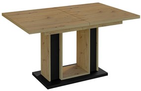 Τραπέζι Goodyear 124, Μαύρο, Artisan βελανιδιά, 75x90x140cm, 63 kg, Επιμήκυνση, Πλαστικοποιημένη μοριοσανίδα | Epipla1.gr