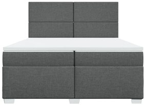 Κρεβάτι Boxspring με Στρώμα Σκούρο Γκρι 200x200 εκ. Υφασμάτινο - Γκρι