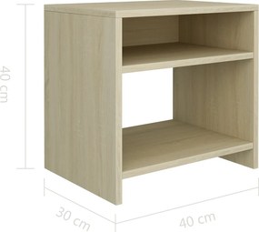 vidaXL Κομοδίνα 2 τεμ. Sonoma Δρυς 40 x 30 x 40 εκ. από Επεξ. Ξύλο