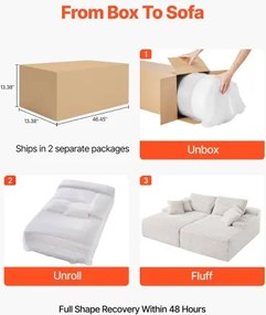 VEVOR Oversized Double Chaise Lounge 82.7-Inch Corduroy Loveseat Sofa Beige