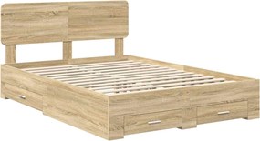 vidaXL Σκελετός Κρεβατιού Δρύς Sonoma 150 x 200 cm Επεξεργασμένο ξύλο