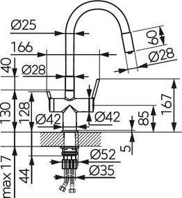 Ferro Filtrata Black BFT41B - Εύκαμπτη Μπαταρία Κουζίνας 3 οδών