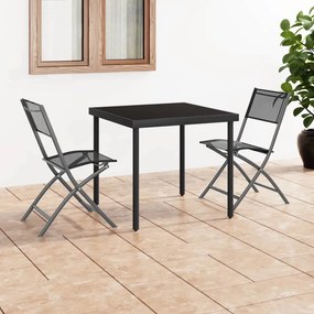 Καρέκλες Εξ. Χώρου Πτυσσόμενες 2 τεμ. Μαύρες. Ατσάλι/Textilene - Μαύρο