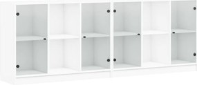 vidaXL Βιβλιοθήκη με Πόρτες Λευκή 204x37x75 εκ. από Επεξεργ. Ξύλο