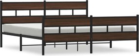 vidaXL Σκελετός Κρεβ. Χωρίς Στρώμα Καφέ Δρυς 180x200 εκ. Μεταλλικό