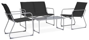 Σαλόνι Κήπου Σετ 4 Τεμαχίων Μαύρο από Ύφασμα & Ατσάλι