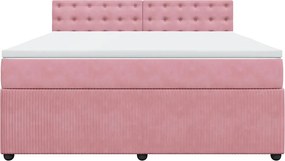 vidaXL Κρεβάτι Boxspring με Στρώμα Ροζ 180x200 εκ. Βελούδινο