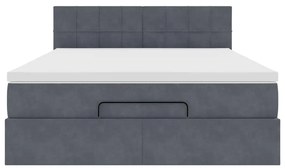 vidaXL Οθωμανικό κρεβάτι με στρώμα σκούρο γκρι 140x200cm Βελούδο