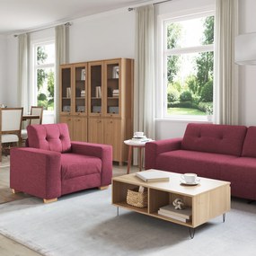 vidaXL Σετ Καναπέ με μαξιλάρι με μαξιλάρι 3 pcs Κόκκινο ύφασμα