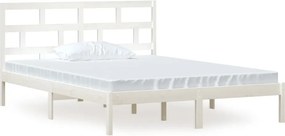 vidaXL Πλαίσιο Κρεβατιού Λευκό 150 x 200 εκ. Μασίφ Ξύλο King Size