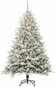 vidaXL Τεχνητό Χριστουγεννιάτικο Δέντρο με Φώτα και Σετ Μπάλες 180 cm