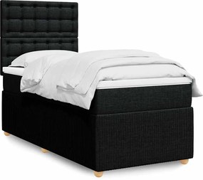 vidaXL Κρεβάτι Boxspring με Στρώμα Μαύρο 90x200 εκ. Υφασμάτινο