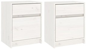 vidaXL Κομοδίνα 2 τεμ. Λευκά 40 x 31 x 50 εκ. από Μασίφ Ξύλο Πεύκου