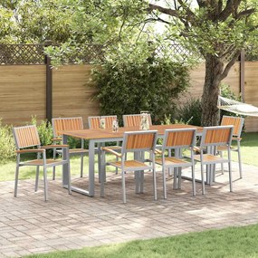 vidaXL Σέτ φαγητού για κήπο 9 pcs Γκρι και καφέ 200 x 90 x 75 cm
