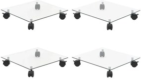 vidaXL Βάσεις Φυτών με Ρόδες 4 τεμ. Τετράγωνες 35x35 εκ. Ψημένο Γυαλί