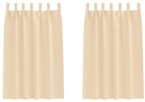 vidaXL Κουρτίνες με κουρτίνες 2 pcs Κρεμ Πολυεστέρας