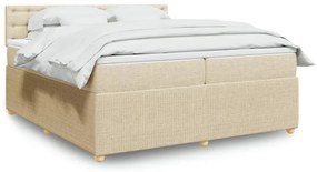 vidaXL Κρεβάτι Boxspring με Στρώμα Κρεμ 200x200 εκ. Υφασμάτινο