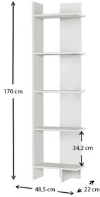Βιβλιοθήκη Perla Megapap χρώμα λευκό 48x22x170εκ.