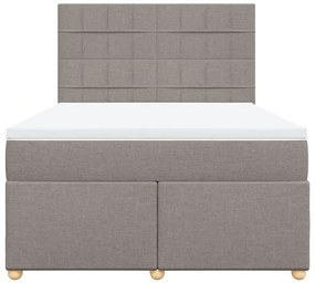 vidaXL Κρεβάτι Boxspring με Στρώμα Taupe 140x190 εκ. Υφασμάτινο