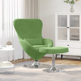 vidaXL Πολυθρόνα Αυγού με Ποδόστατο Φως Πράσινο Βελούδο