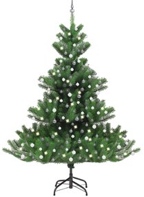 vidaXL Χριστ. Δέντρο Έλατο Nordmann Τεχνητό LED & Μπάλες Πράσινο 240εκ