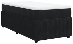 Κρεβάτι Boxspring με Στρώμα Μαύρο 90x190 εκ. Βελούδινο - Μαύρο