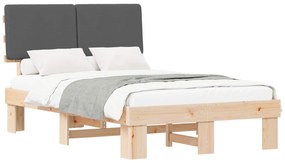 vidaXL Σκελετός Κρεβατιού με Επενδεδυμένο Κεφαλάρι Σκούρο Γκρι