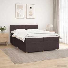 vidaXL Κρεβάτι box spring με στρώμα Σκούρο Καφέ 200 x 200 cm Ύφασμα
