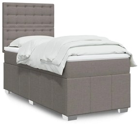 Κρεβάτι Boxspring με Στρώμα Taupe 90x200 εκ. Υφασμάτινο - Μπεζ-Γκρι