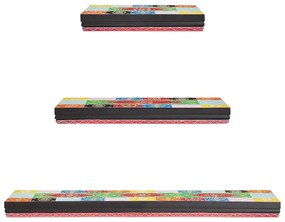 vidaXL Ράφια τοίχου 3 pcs Πολύχρωμο 100 x 20 x 6 cm Μασίφ ξύλο μάνγκο