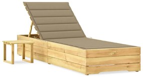 vidaXL Ξαπλώστρα Κήπου από Εμποτ. Ξύλο Πεύκου με Τραπεζάκι & Μαξιλάρι