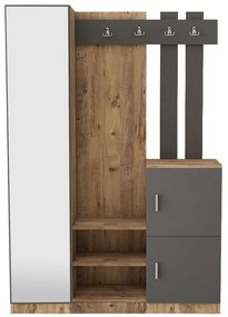 Έπιπλο Εισόδου 956LCS2804 113,6x35x180cm Oak-Anthracite Μοριοσανίδα, Μελαμίνη