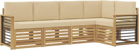 vidaXL Σειρά Καναπέ Εξωτερικού 5 pcs Λευκό και Μπεζ