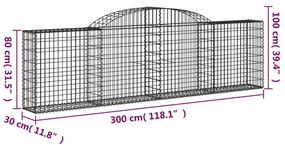 vidaXL Συρματοκιβώτια Τοξωτά 11 τεμ. 300x30x80/100 εκ. Γαλβαν. Ατσάλι